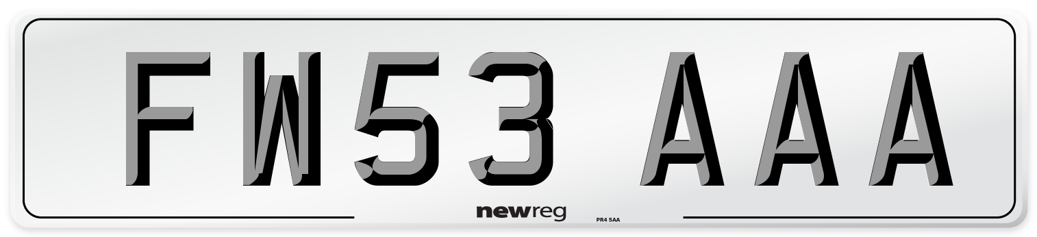 FW53 AAA Number Plate from New Reg